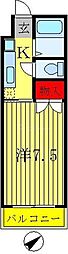 フェザーハイツ5 1Kの間取図画像