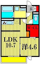 アベニール 1LDKの間取図画像