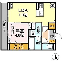 流山市木1丁目アパート 1LDKの間取図画像