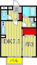 シェル・ドゥ 1階1DKの間取り