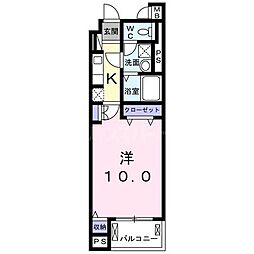 オークリーフビレッジ 1階1Kの間取り