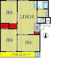 第三関東マンション 2階3LDKの間取り