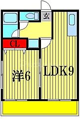 ジュネパレス柏第502 1階1LDKの間取り
