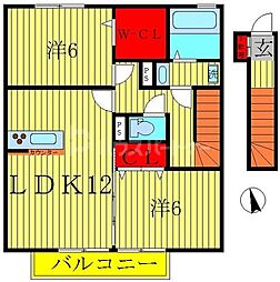ラフィーユ 2階2LDKの間取り