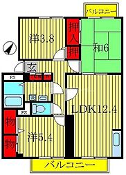 ガーデンビレッジ柏2号棟 3階3LDKの間取り