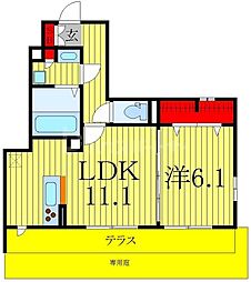 ファルケ　フォレスト 1階1LDKの間取り