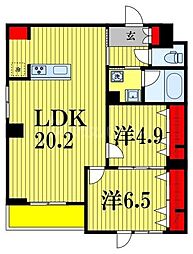 Campana Otakanomori 1階2LDKの間取り