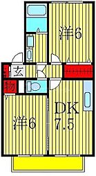 フレシール　B 1階2DKの間取り