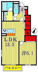 マノワール　ルーエ 1階1LDKの間取り