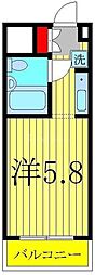 セレスティン我孫子 8階1Kの間取り