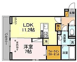 フェリシア 2階1LDKの間取り