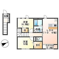 Feluca 2階2LDKの間取り