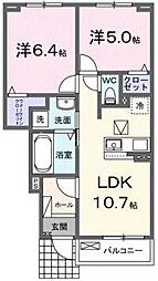 ＤＫ　ＳＷＡＮ 1階2LDKの間取り