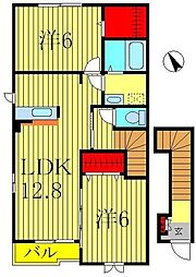 ブローテ大井Ｂ 2階2LDKの間取り