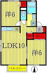 ファミーユ豊四季 1階2LDKの間取り