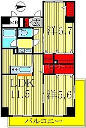 ラシュールフィリア 2LDKの間取図画像