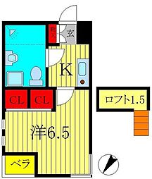 Forte柏2 1Kの間取図画像