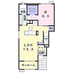 アヴェンタドール2 1LDKの間取図画像