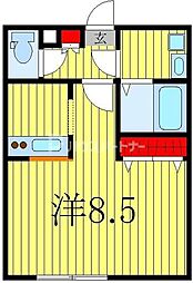 カインドネス柏 ワンルームの間取図画像