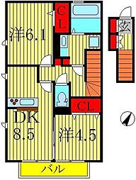 レスポワールアヤ 2DKの間取図画像