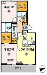 シャンティ 2LDKの間取図画像