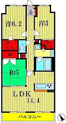 クレストフォルム柏サウスウイング 3LDKの間取図画像
