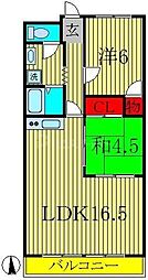 サンライフ天王台 2LDKの間取図画像