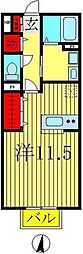 カトルセゾンB ワンルームの間取図画像