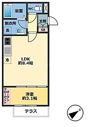 メゾン・ドゥ・アッシュ南柏 1LDKの間取図画像