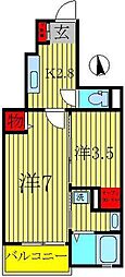 シャン・ド・フルール 1Kの間取図画像