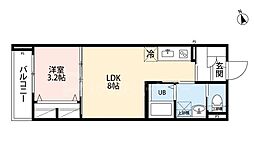 柏市根戸アパート 1LDKの間取図画像
