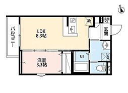 柏市根戸アパート 1LDKの間取図画像