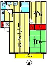 エクセランスビレッジA 2LDKの間取図画像