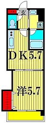シーサウンド 1DKの間取図画像