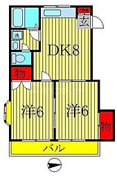 エクセル渡辺 2DKの間取図画像