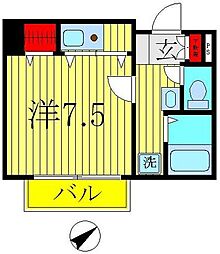 ヴランドール柏中央 ワンルームの間取図画像