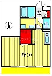 アルファタウン天王台A 1Kの間取図画像