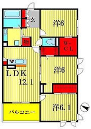 アンプルール 3LDKの間取図画像