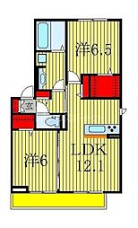 クラレットβ 2LDKの間取図画像