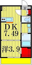 AJ南柏West1 1DKの間取図画像