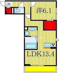 クレールモア 1LDKの間取図画像
