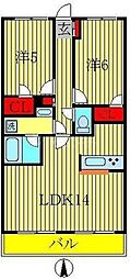 サンタバレー 2LDKの間取図画像