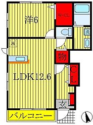 ベルハーモニー 1LDKの間取図画像