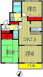 ビューテラス大津ヶ丘C 3DKの間取図画像