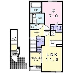 レーニア2 1LDKの間取図画像
