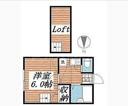 レオパレス青山 1Kの間取図画像