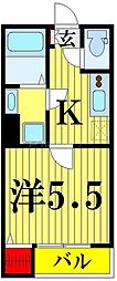 MQuarto柏 1Kの間取図画像