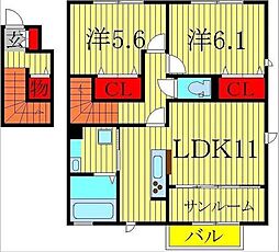 フォレステージイーストA 2LDKの間取図画像