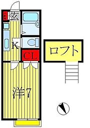 シャイングリーンA 1Kの間取図画像