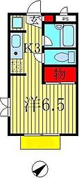 スカイパークシバ 1Kの間取図画像